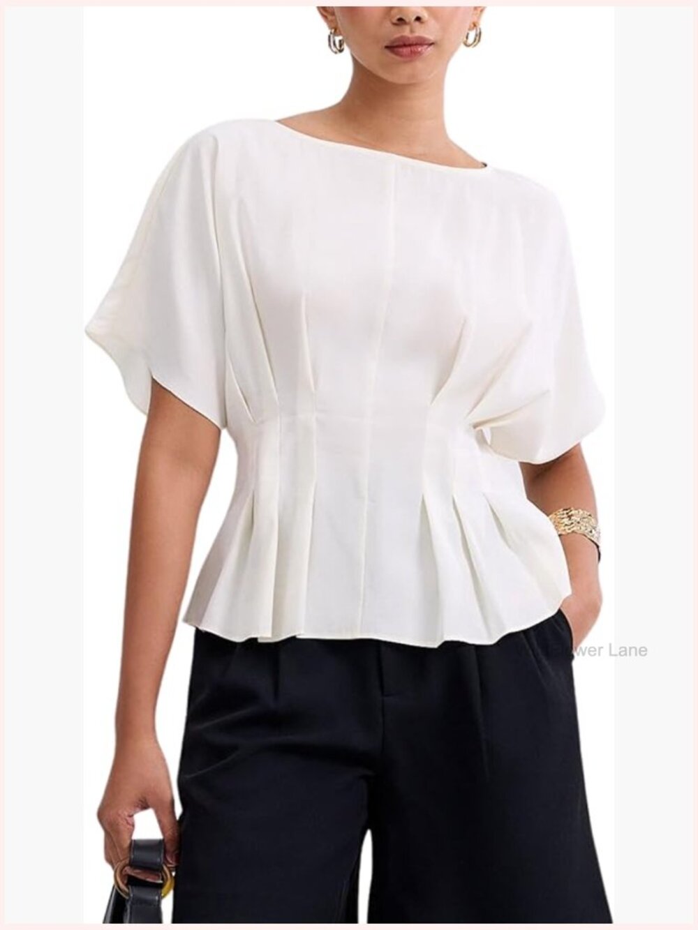 Short Sleeve Peplum Babydoll T-Shirt Blouse Crewneck Dressy Casual Top